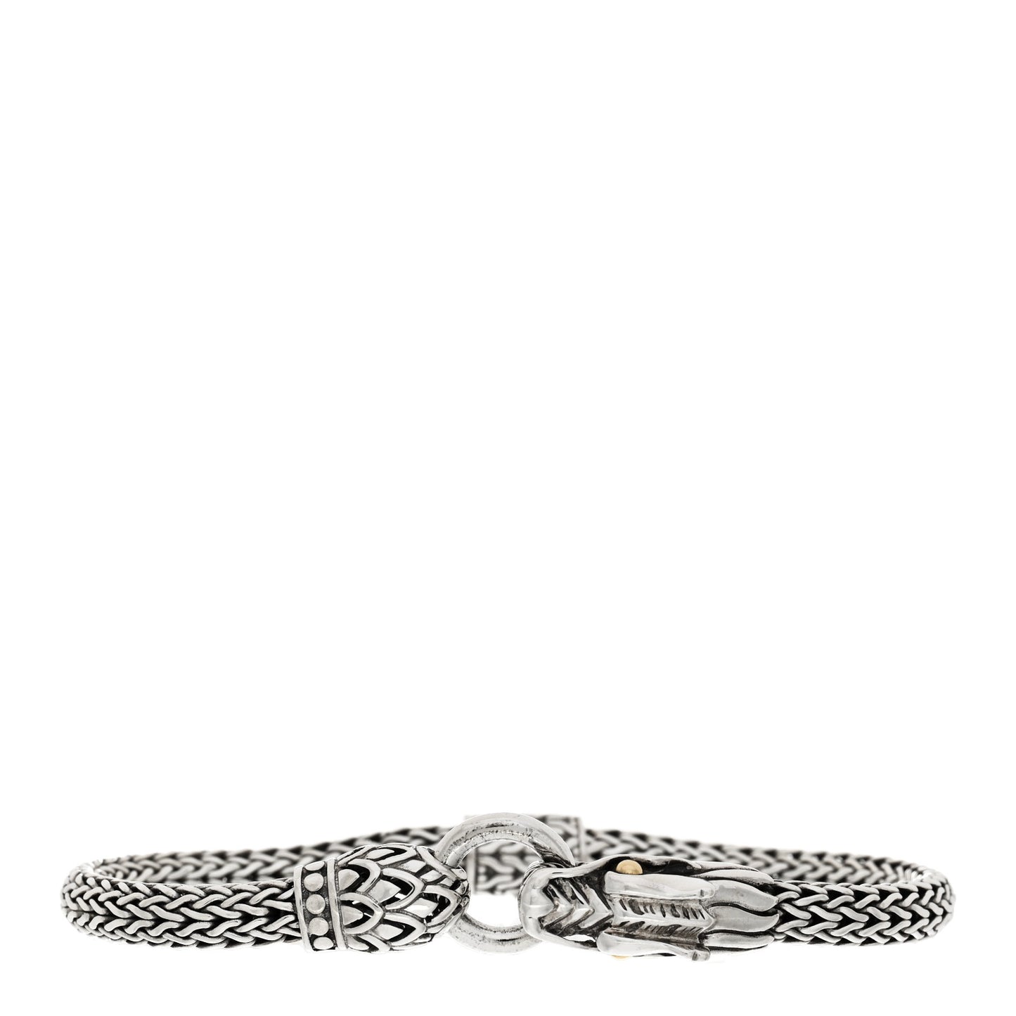 Sterling Silver 18K Yellow Gold 5mm Naga Dragon Station Bracelet
