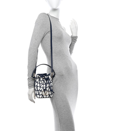 Valentino Garavani VALENTINO GARAVANI Toile Iconographe Nappa Mini Vlogo Signature Bucket Bag White Worker 2 of 9