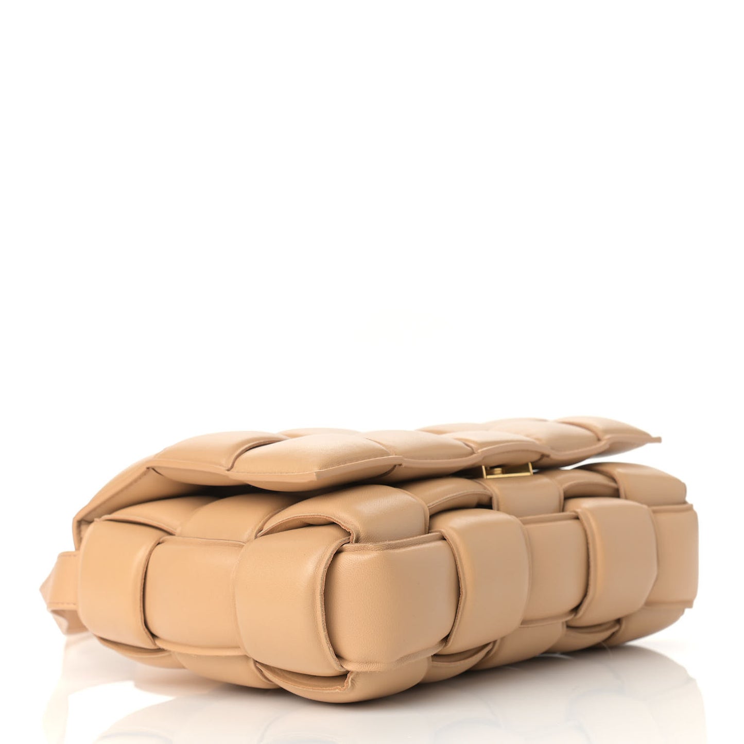 Nappa Maxi Intreccio Padded Cassette Crossbody Bag Almond