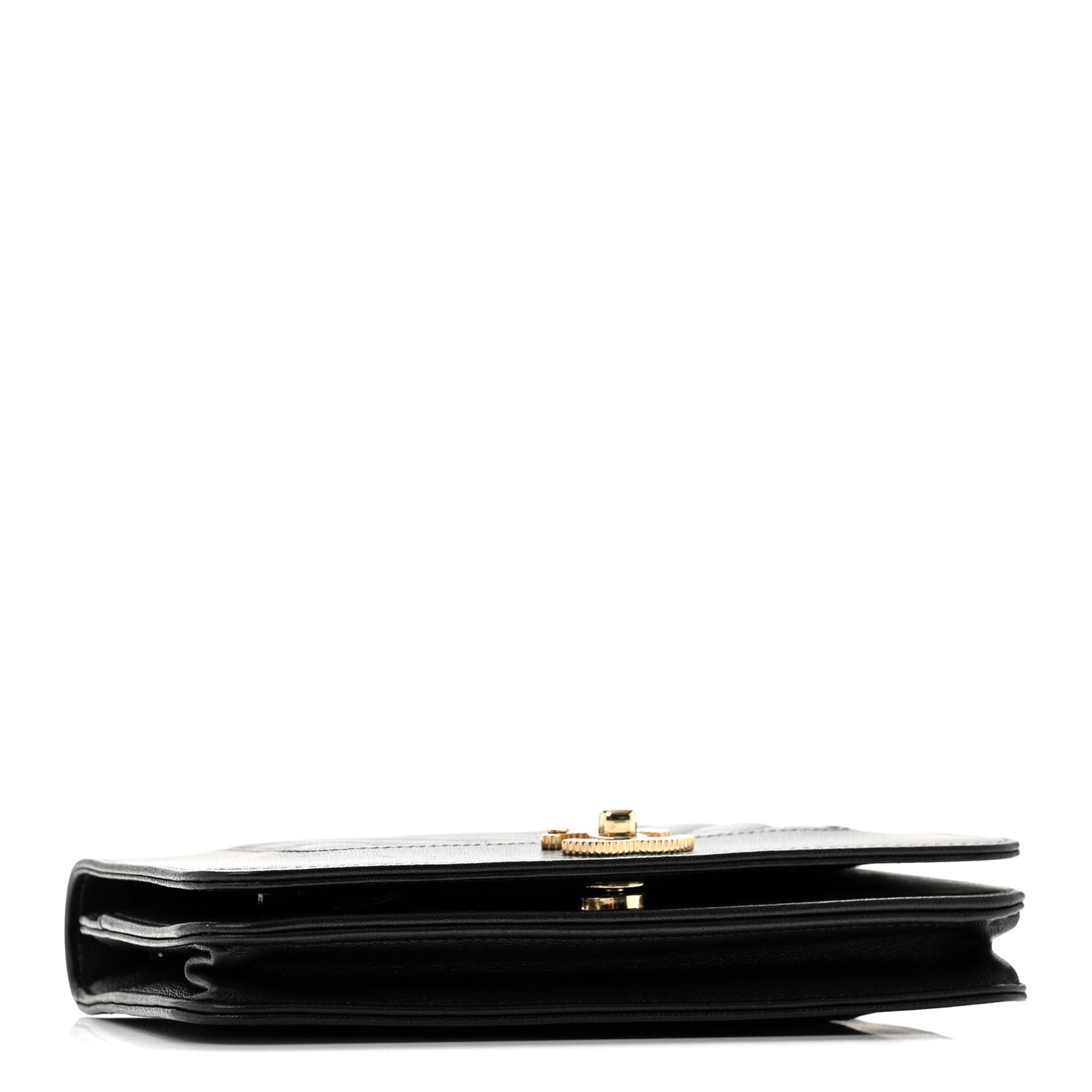 Caviar Sheepskin Chevron Quilted Vintage Mademoiselle Wallet On Chain WOC Black