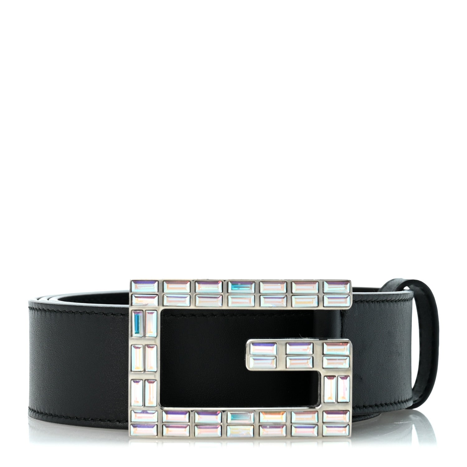 Gucci Calfskin Crystal Square G Madelyn Belt 85 34 Black 1 of 6