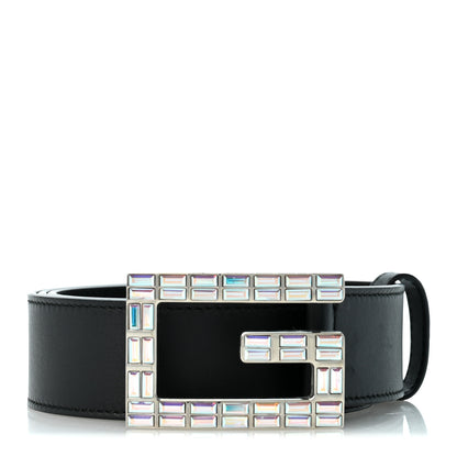 Gucci Calfskin Crystal Square G Madelyn Belt 85 34 Black 1 of 6