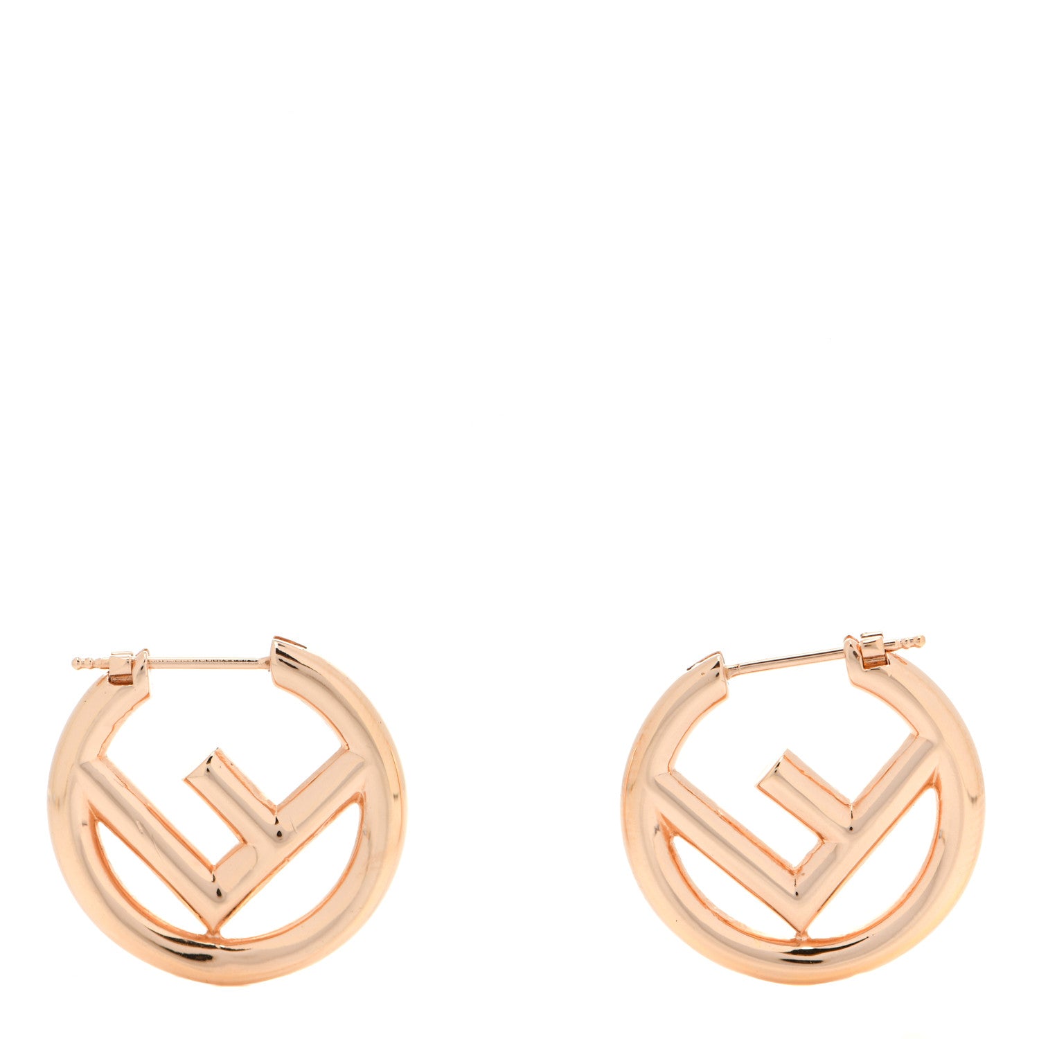 Fendi Metal FF Hoop Earrings Rose Gold 1 of 6
