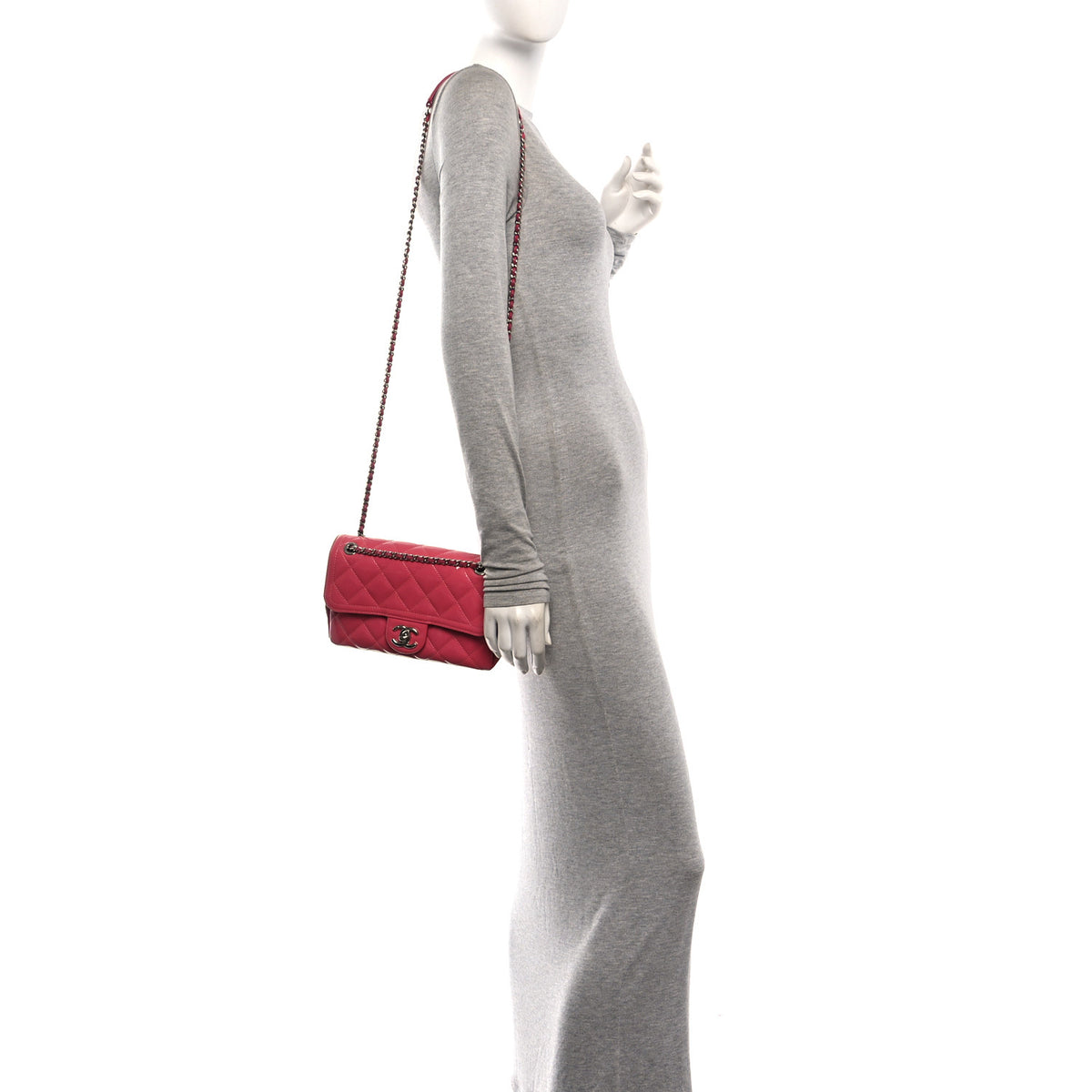 Patent Quilted Small Coco Shine Flap Pink