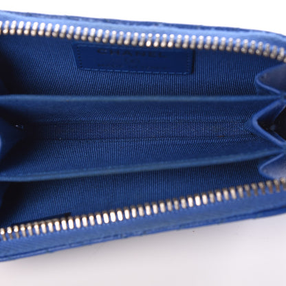 Chanel Caviar Chevron Quilted Zip Around Coin Purse Blue 5 of 7