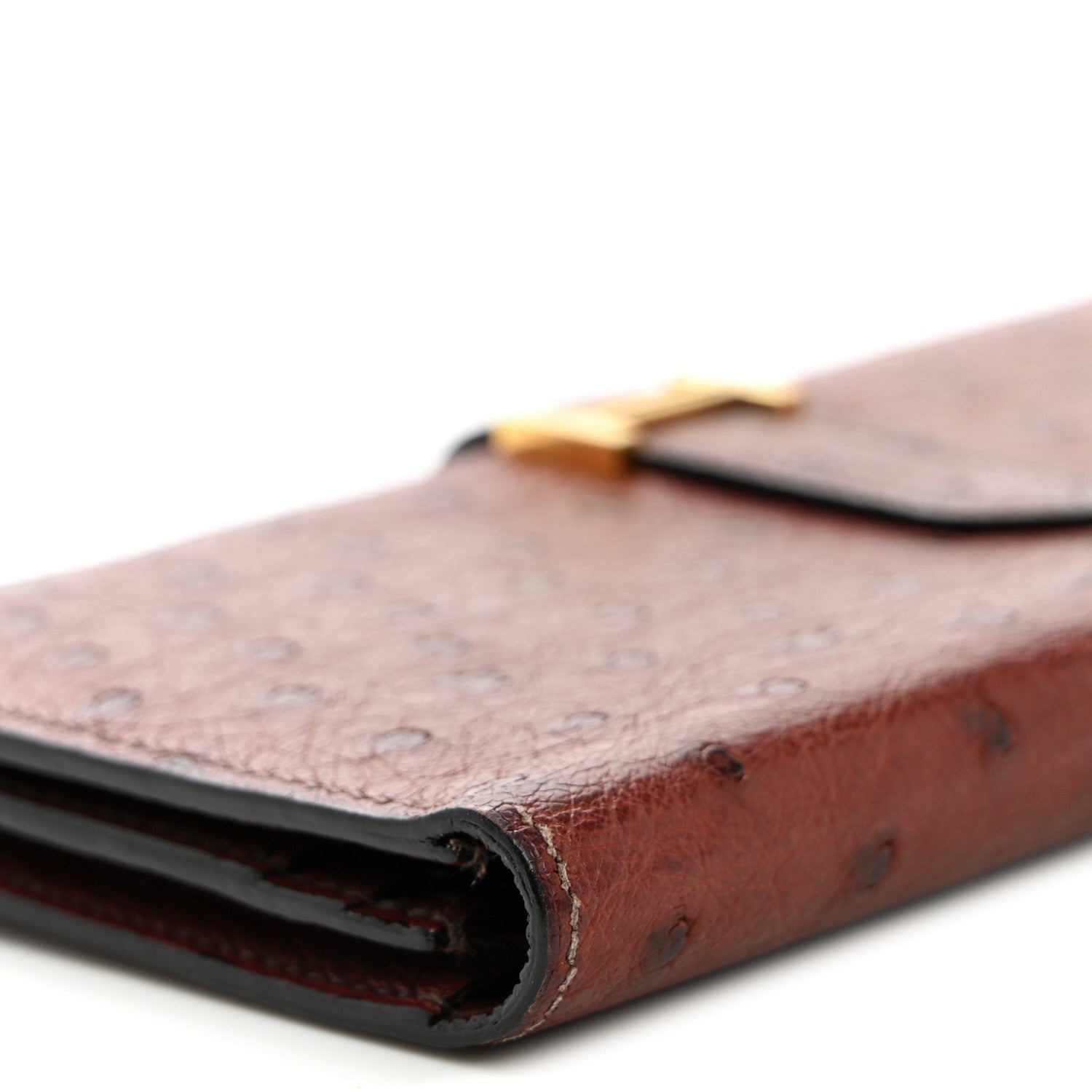 Hermes Ostrich Bearn Wallet Rouge H 9 of 10