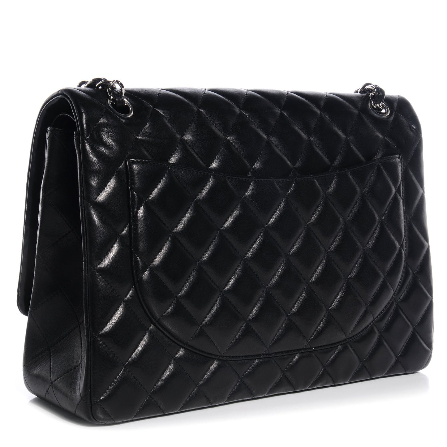 Lambskin Quilted Maxi Double Flap Black