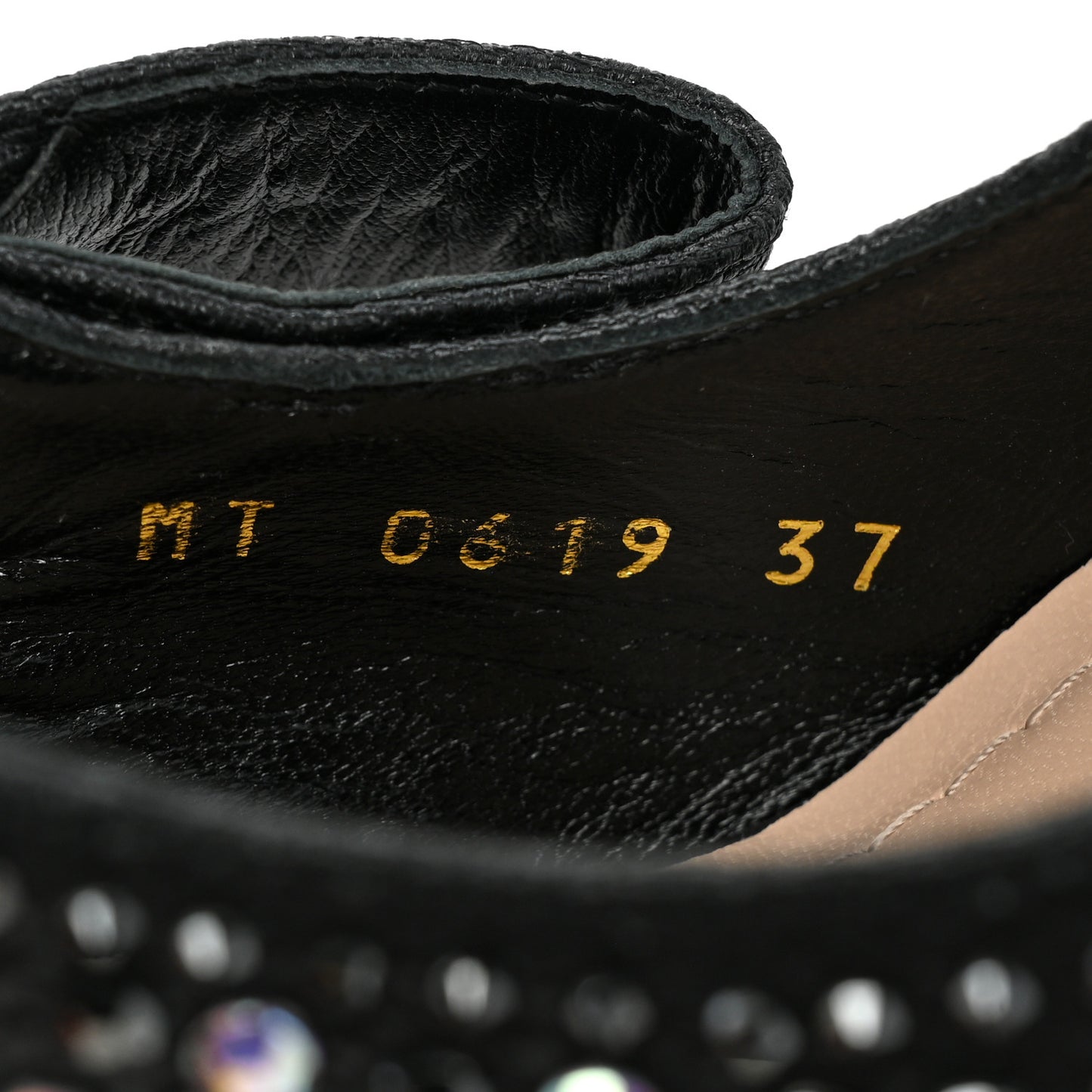 Fabric Crystal Ribbon Studded J'Adior Slingback 100mm Pumps 37 Black