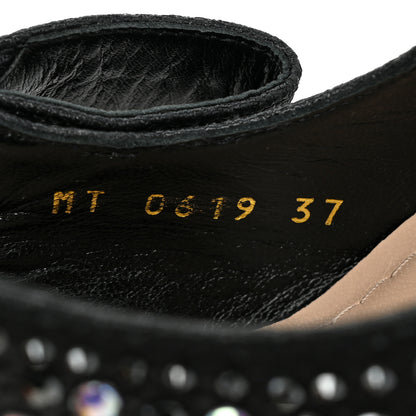 Christian Dior Fabric Crystal Ribbon Studded J'Adior Slingback 100mm Pumps 37 Black 9 of 10