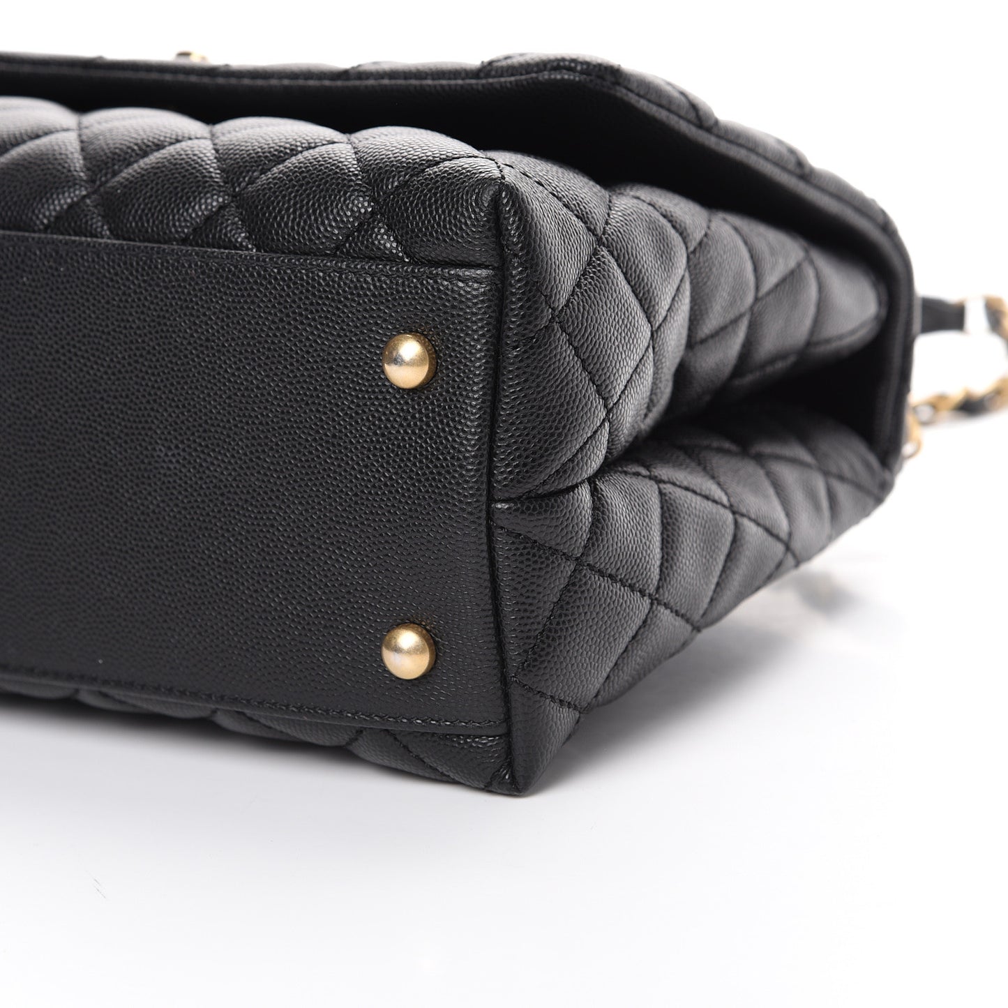 Caviar Quilted Small Coco Handle Flap Black