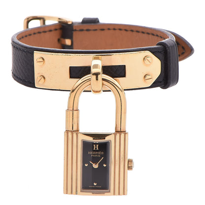 Hermes Stainless Steel Courchevel 20mm Kelly Cadena Quartz Watch Noir 1 of 7