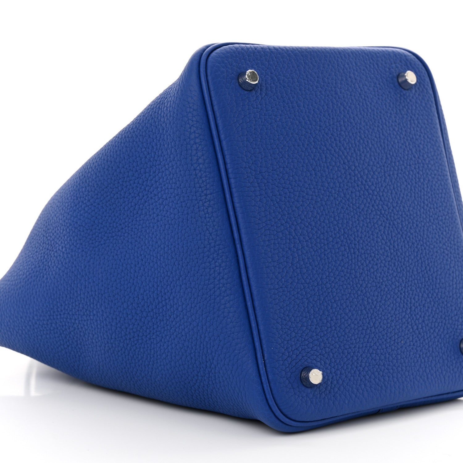 Hermes Taurillon Clemence Ostrich Touch Picotin Lock 22 Bleu Electrique 9 of 13