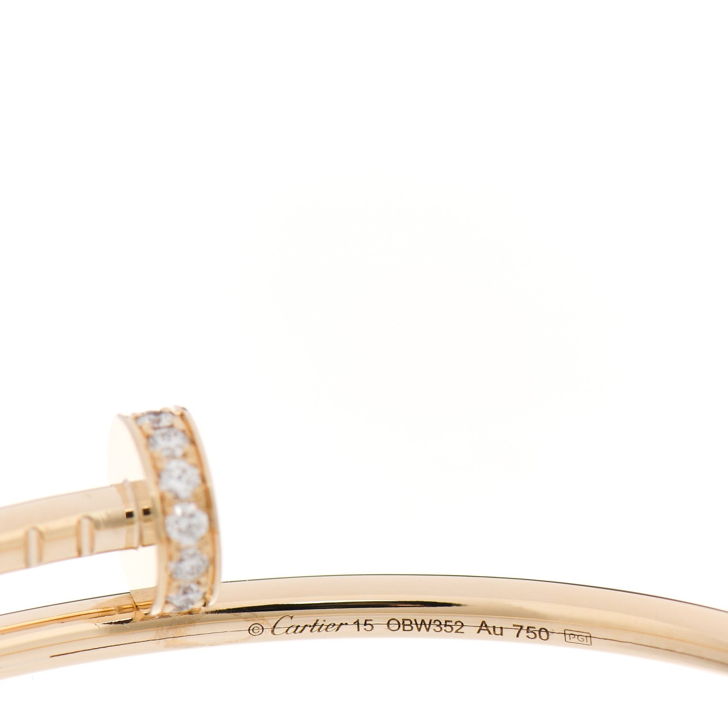 Cartier 18K Yellow Gold Diamond Small Juste Un Clou Bracelet 15 3 of 4