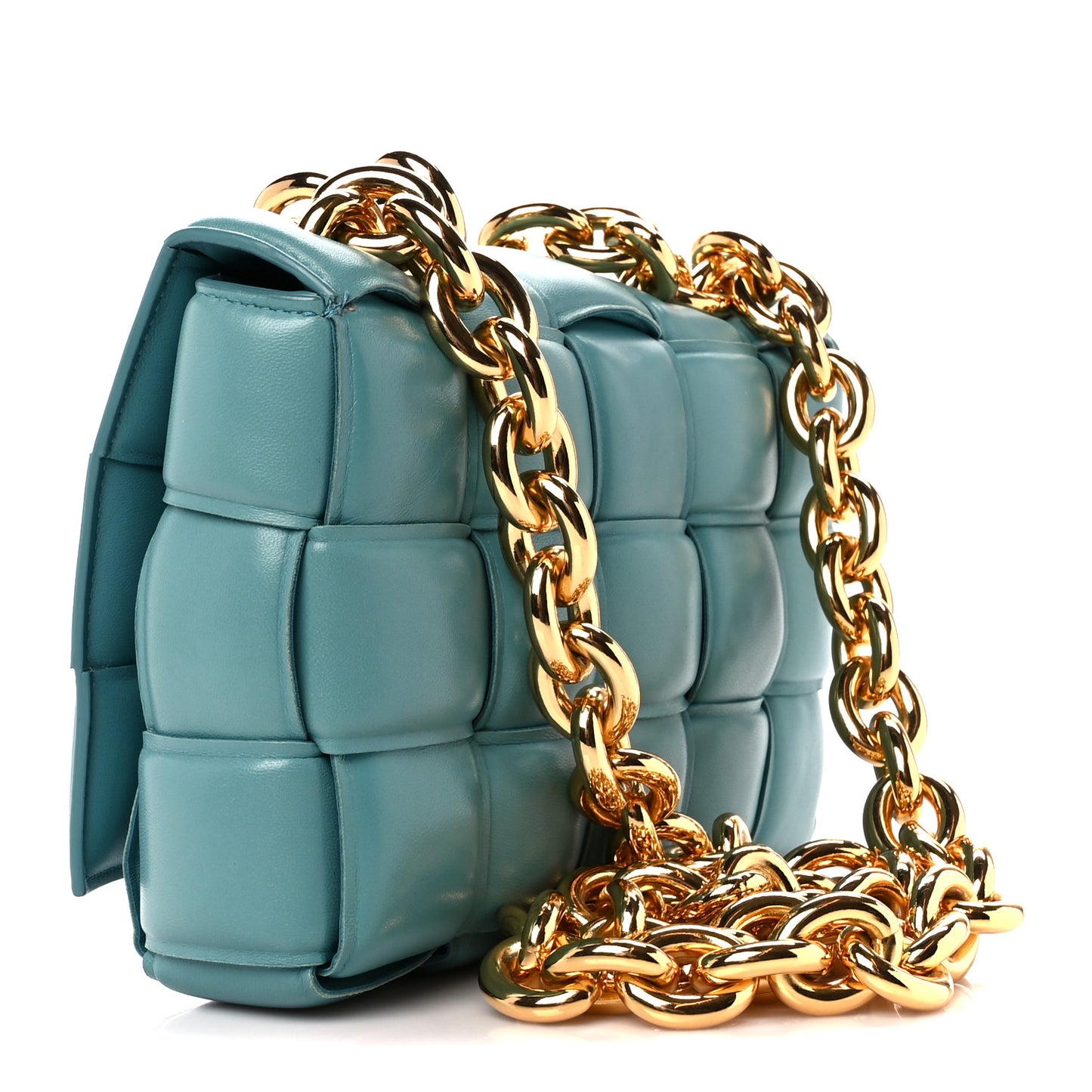 Lambskin Maxi Intreccio Padded Chain Cassette Crossbody Bag Mallard