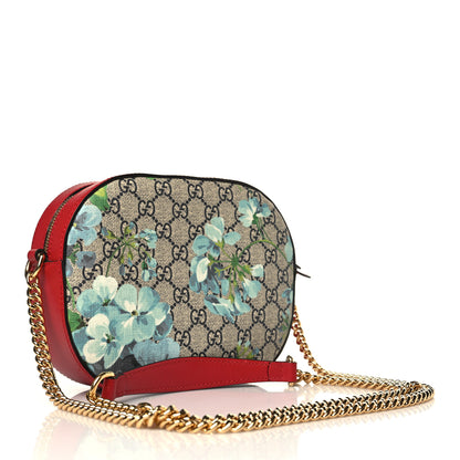 Gucci GG Supreme Monogram Blooms Mini Chain Shoulder Bag Beige Blue Navy Hibiscus Red 3 of 10