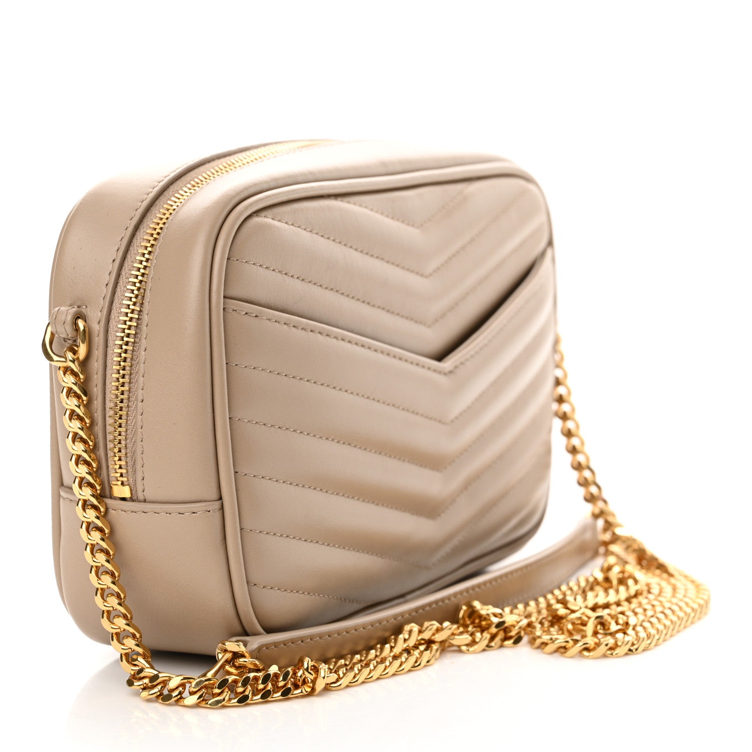 Saint Laurent Calfskin Matelasse Monogram Mini Lou Camera Bag Dark Beige 3 of 11