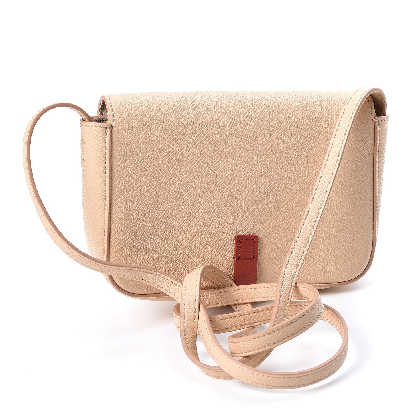 Grained Shiny Calfskin Strap Clutch Light Taupe Red