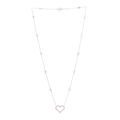 Tiffany Platinum Diamond Heart Station Pendant Necklace 3 of 7