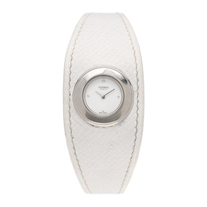 Hermes Stainless Steel Epsom Diamond 26mm Faubourg Manchette Quartz Watch Blanc 1 of 4