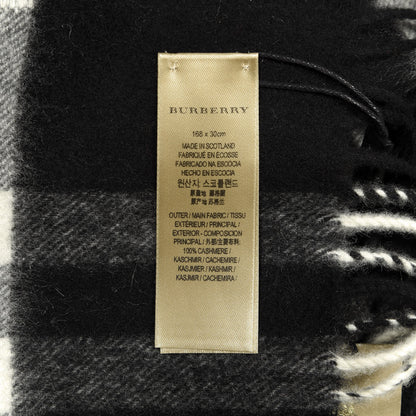 Burberry Cashmere Giant Check Fringe Scarf Black 4 of 4