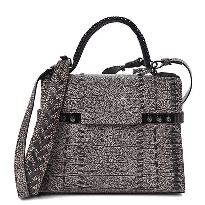 Delvaux Grained Calfskin MM Tribal Stitch Tempete Satchel Ebene Ivory Black 1 of 11