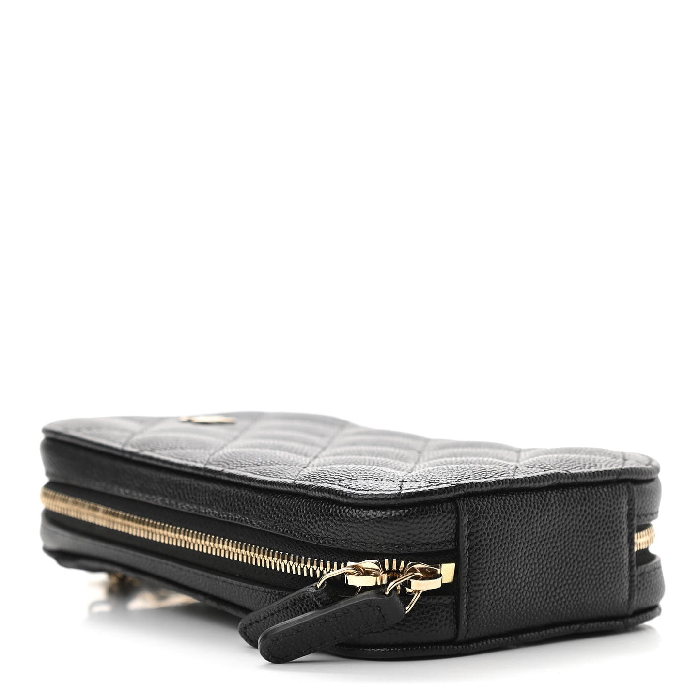 Caviar Quilted Phone Holder Wallet On Chain WOC Black