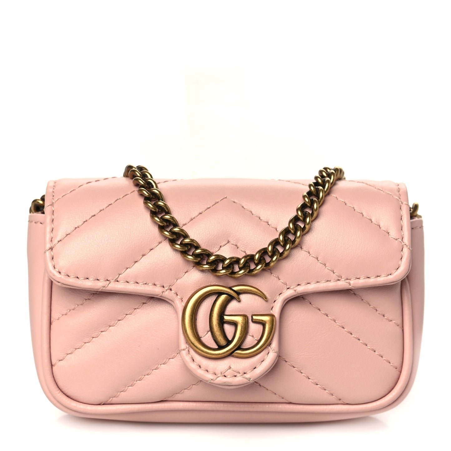 Calfskin Matelasse Heart GG Marmont 2.0 Coin Purse On A Chain Perfect Pink