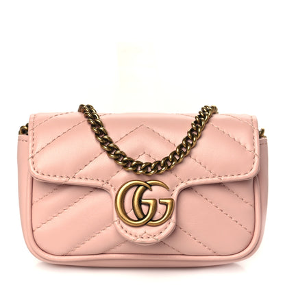 Gucci Calfskin Matelasse Heart GG Marmont 2.0 Coin Purse On A Chain Perfect Pink 1 of 8