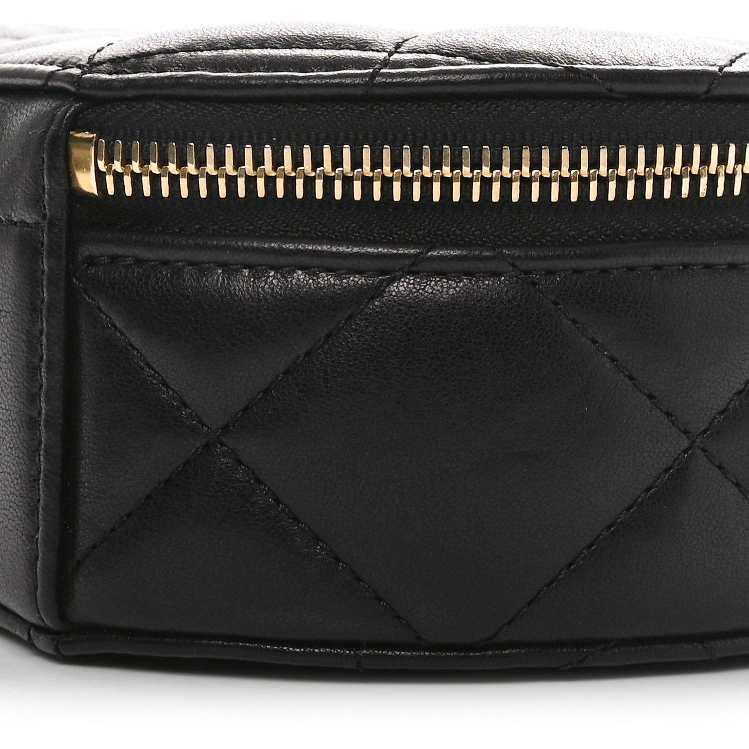 Chanel Lambskin Quilted Chain Logo Top Handle Small Round Black 10 of 11