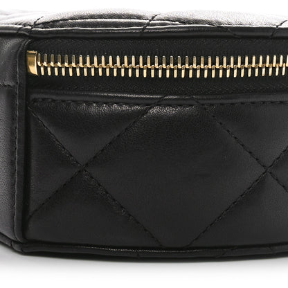 Chanel Lambskin Quilted Chain Logo Top Handle Small Round Black 10 of 11