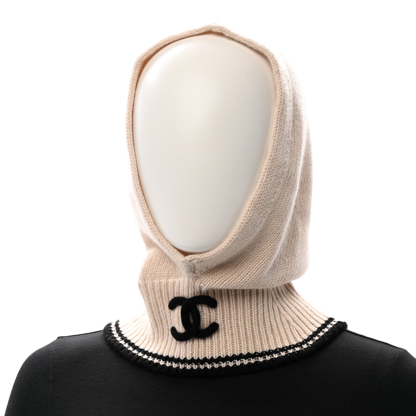 Cashmere Balaclava Light Beige Black