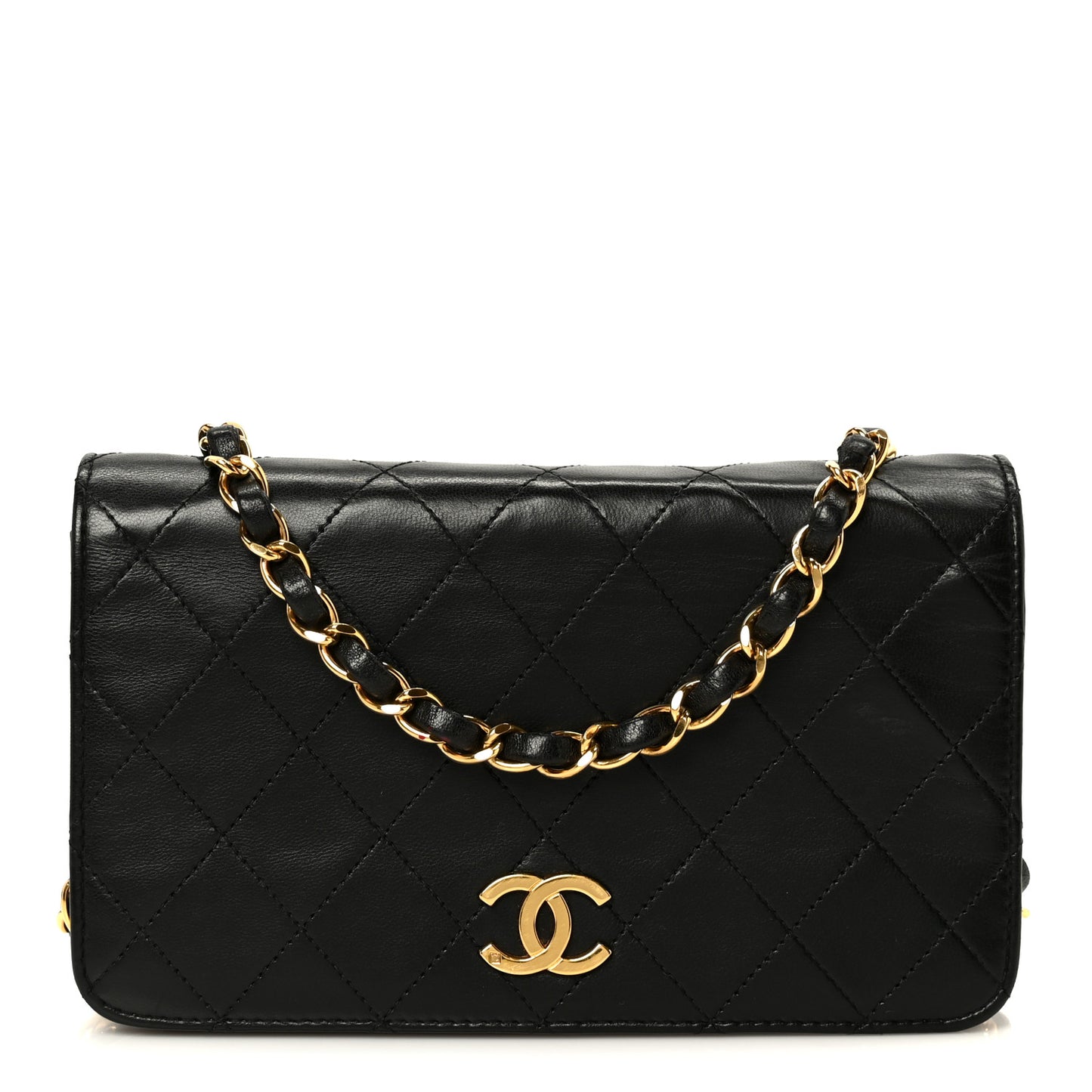 Lambskin Quilted Small Single Flap Bag Black