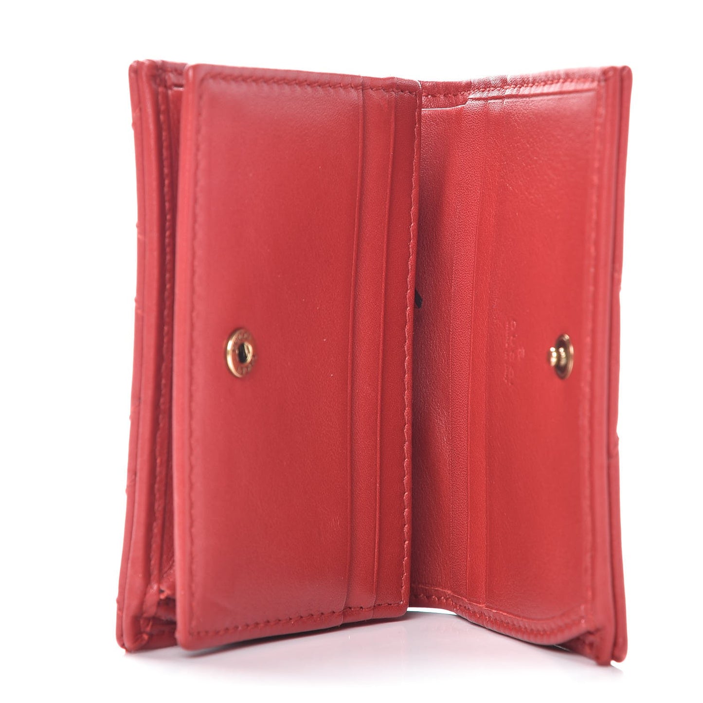 Calfskin Matelasse GG Marmont Card Case Wallet Hibiscus Red