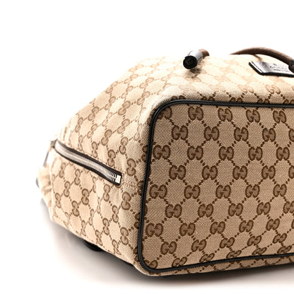 Gucci Monogram Dollar Calfskin O Drawstring Backpack Beige Ebony Testa di Moro Dark Chocolate 9 of 10