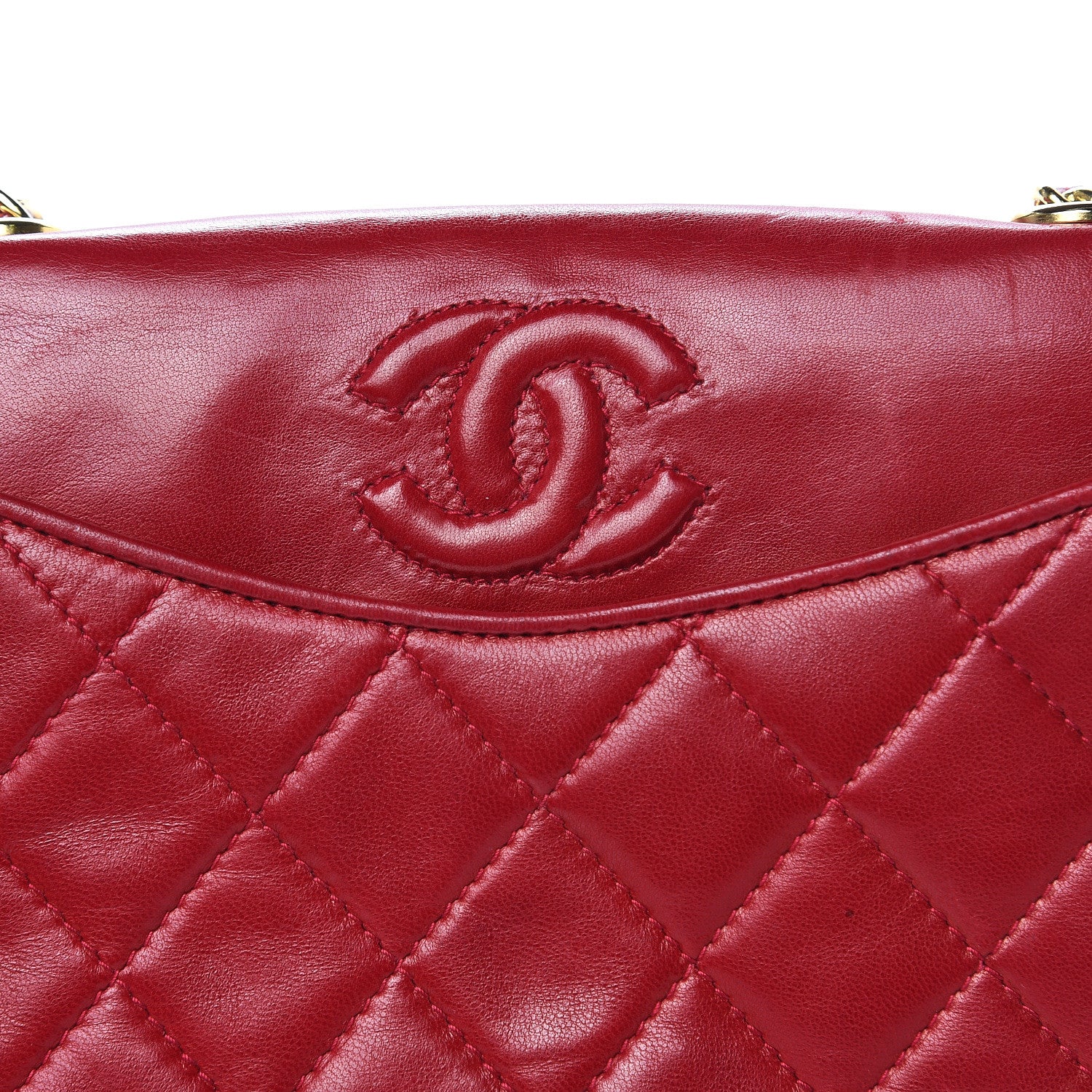 Chanel Lambskin Quilted CC Small Single Flap Red 17 of 22