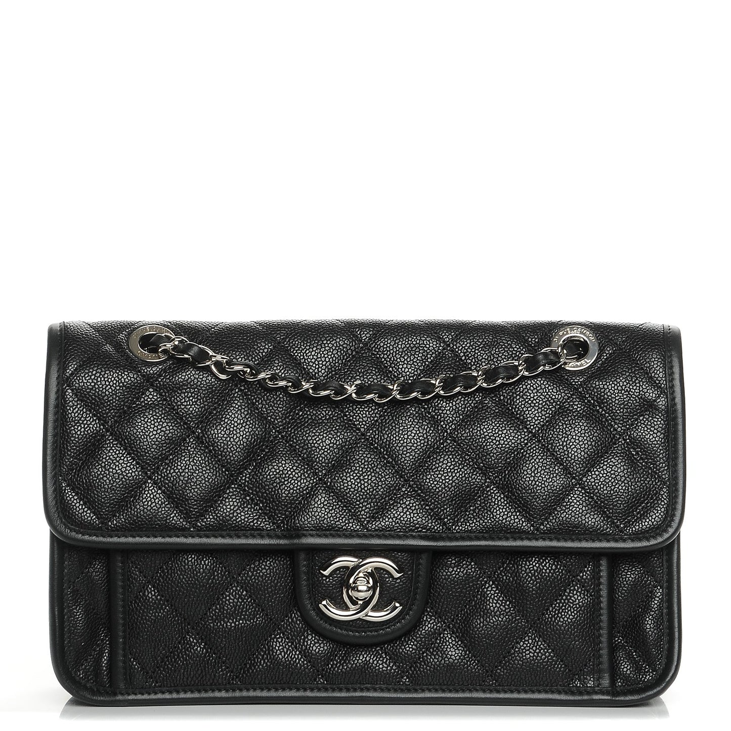 Caviar Quilted Medium French Riviera Flap Black