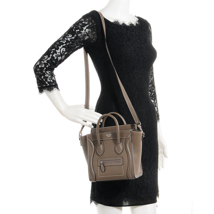 Celine Drummed Leather Nano Luggage Souris 2 of 8