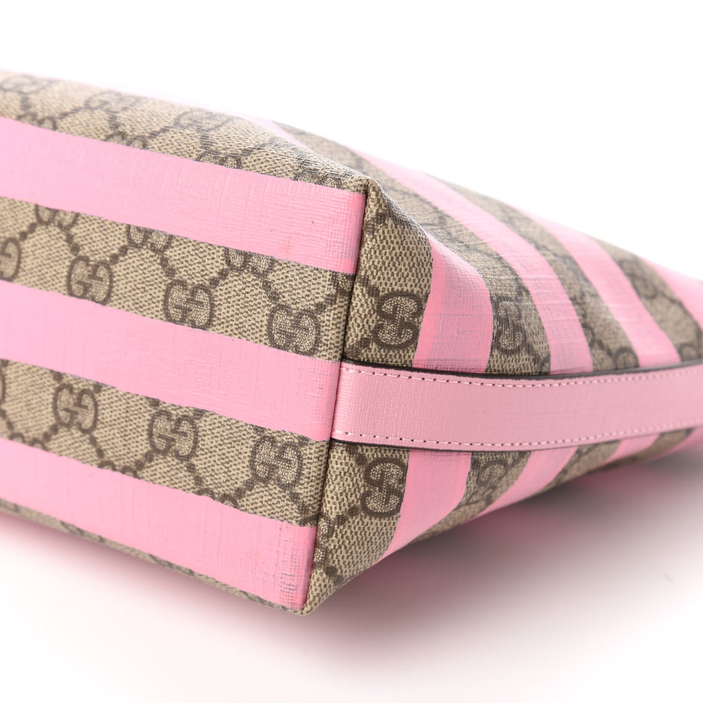GG Supreme Monogram Striped Childrens Tote Beige Ebony Pink