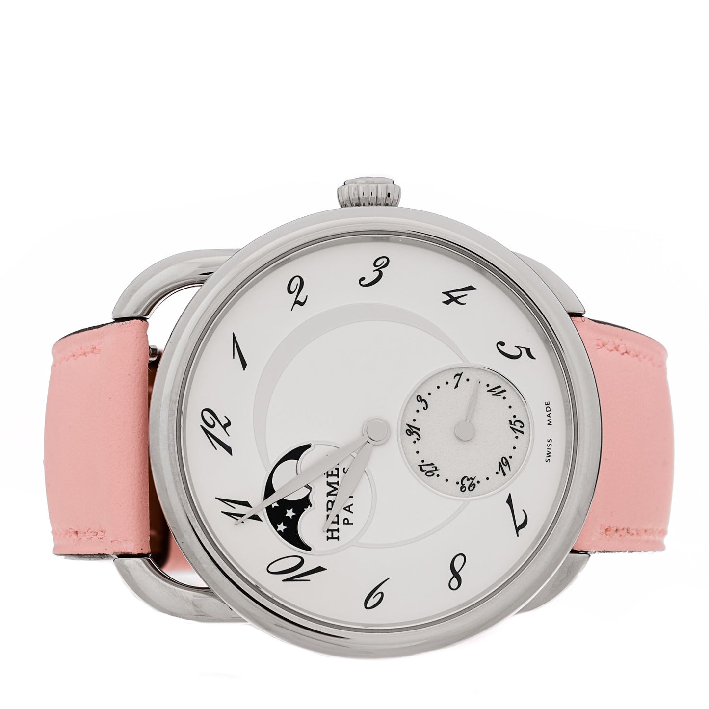 Stainless Steel Swift 38mm Arceau Petite Lune Automatic Watch Rose Sakura