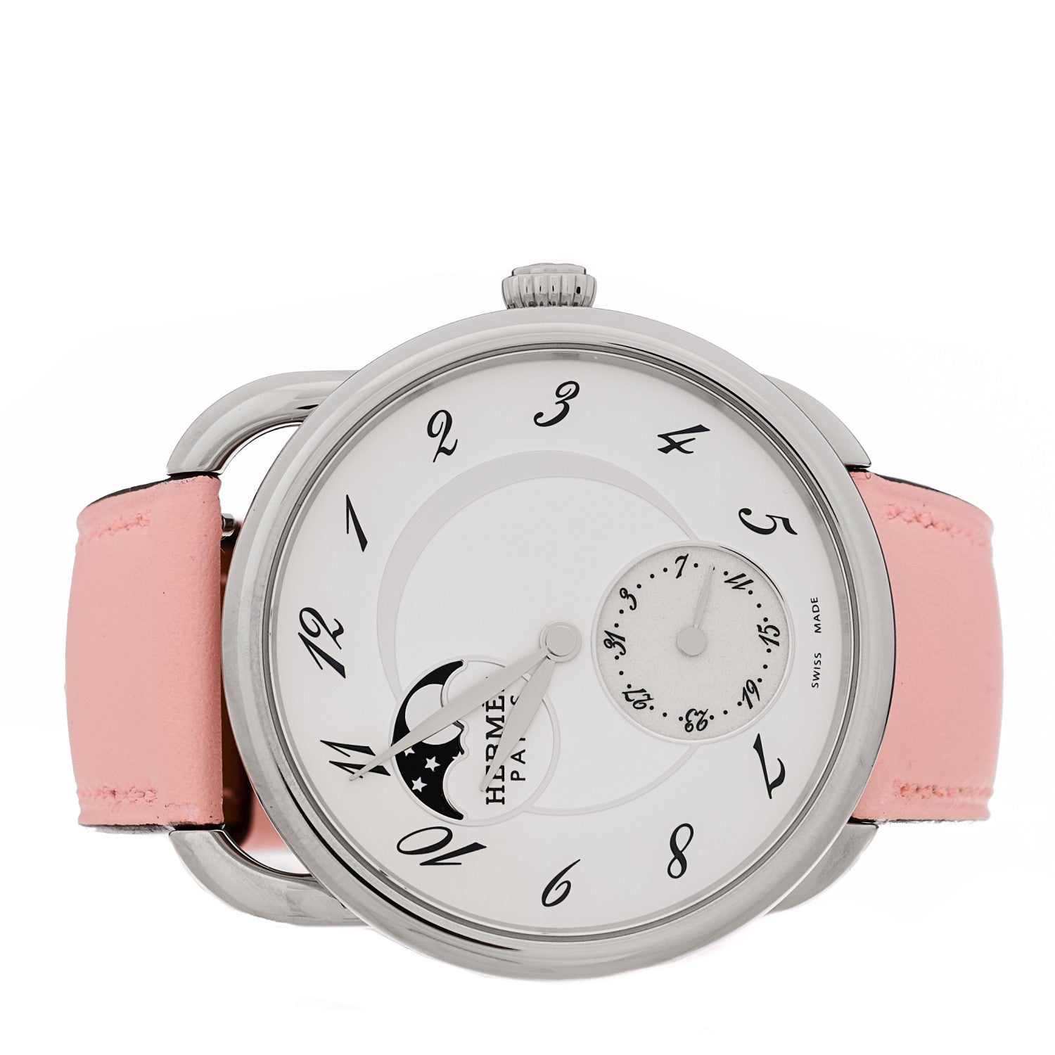 Hermes Stainless Steel Swift 38mm Arceau Petite Lune Automatic Watch Rose Sakura 2 of 5