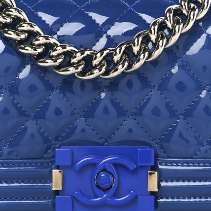 Chanel Patent Calfskin Quilted Small Plexiglass Boy Flap Blue 8 of 10