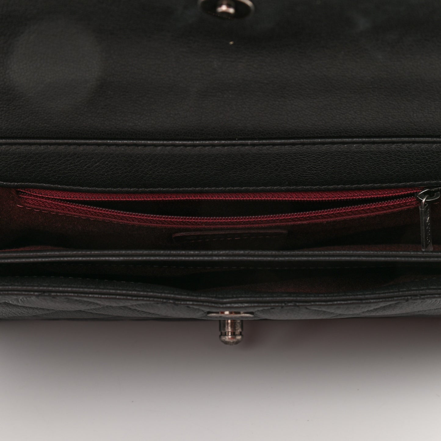 Goatskin Quilted Large Perfect Edge Flap Black