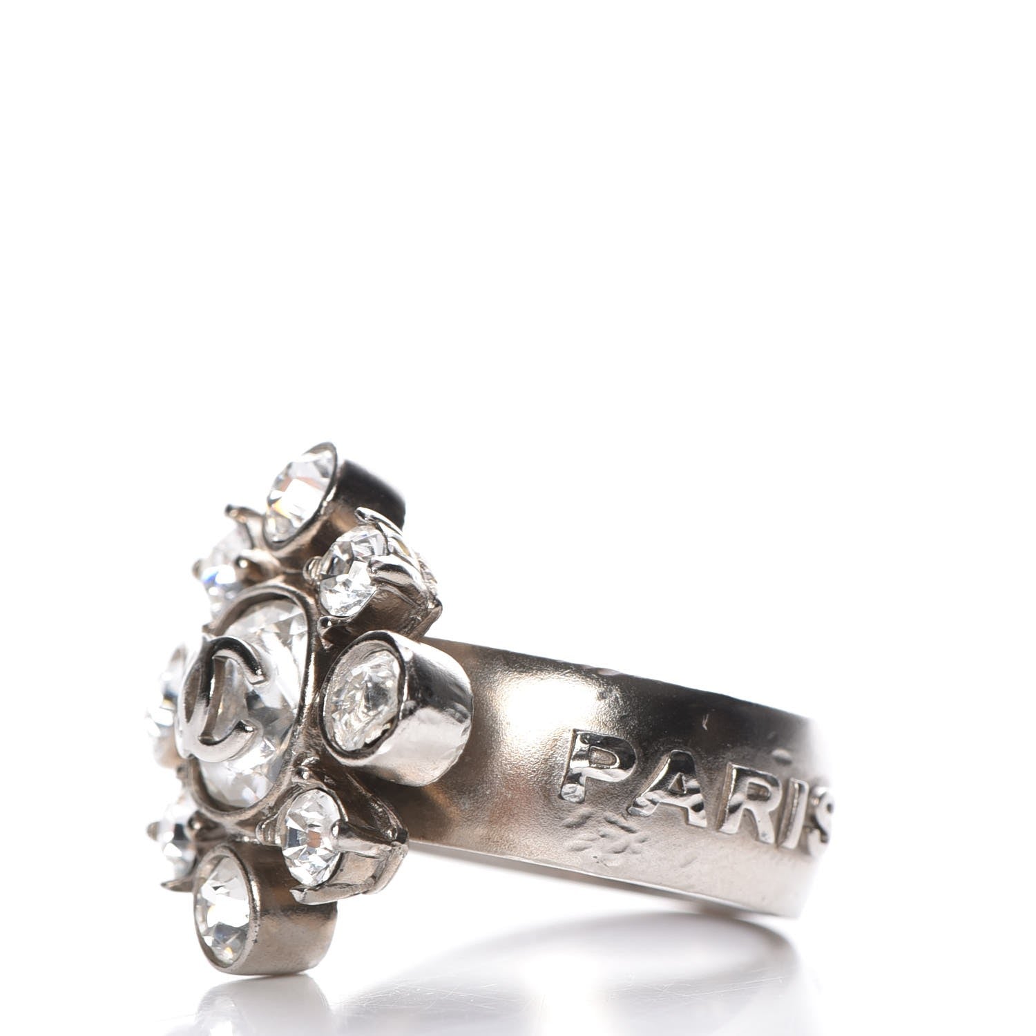 Chanel Crystal CC Ring 7 Silver 3 of 5