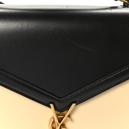 Saint Laurent Smooth Shiny Calfskin Medium Classic Monogram Cassandra Top Handle Black Crema Soft 10 of 11