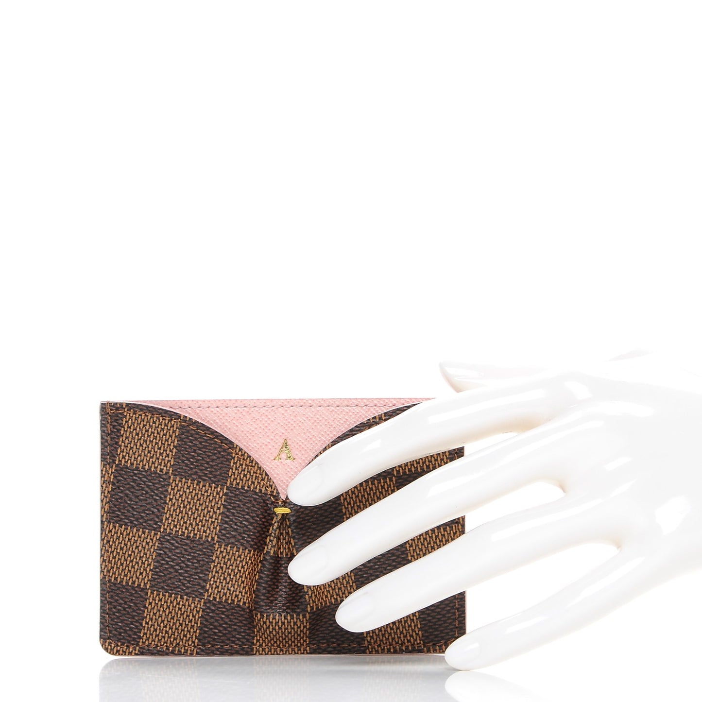 Damier Ebene Caissa Card Holder Rose Ballerine