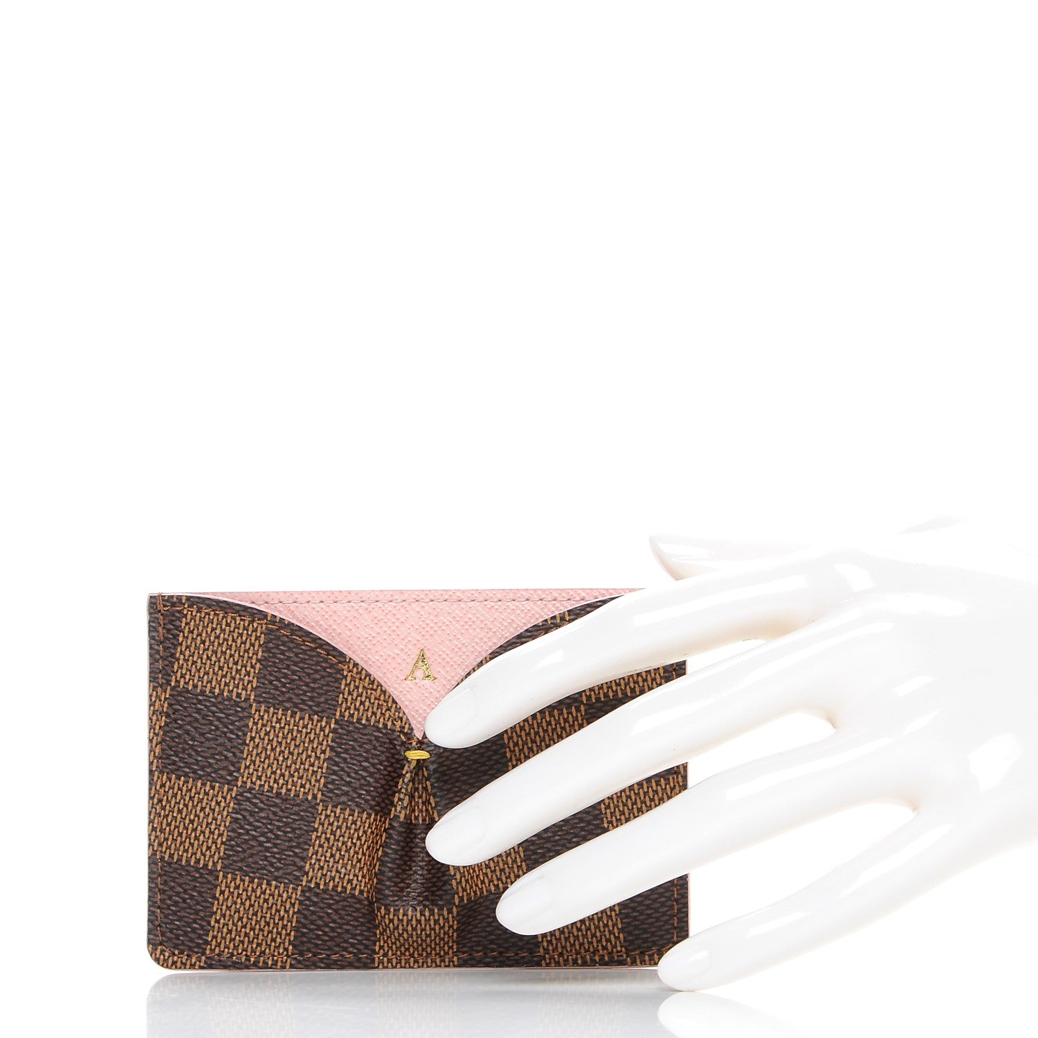 Louis Vuitton Damier Ebene Caissa Card Holder Rose Ballerine 2 of 9