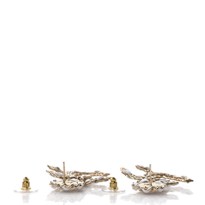 Chanel Lambskin Metal Chain CC Drop Earrings White Gold 3 of 5