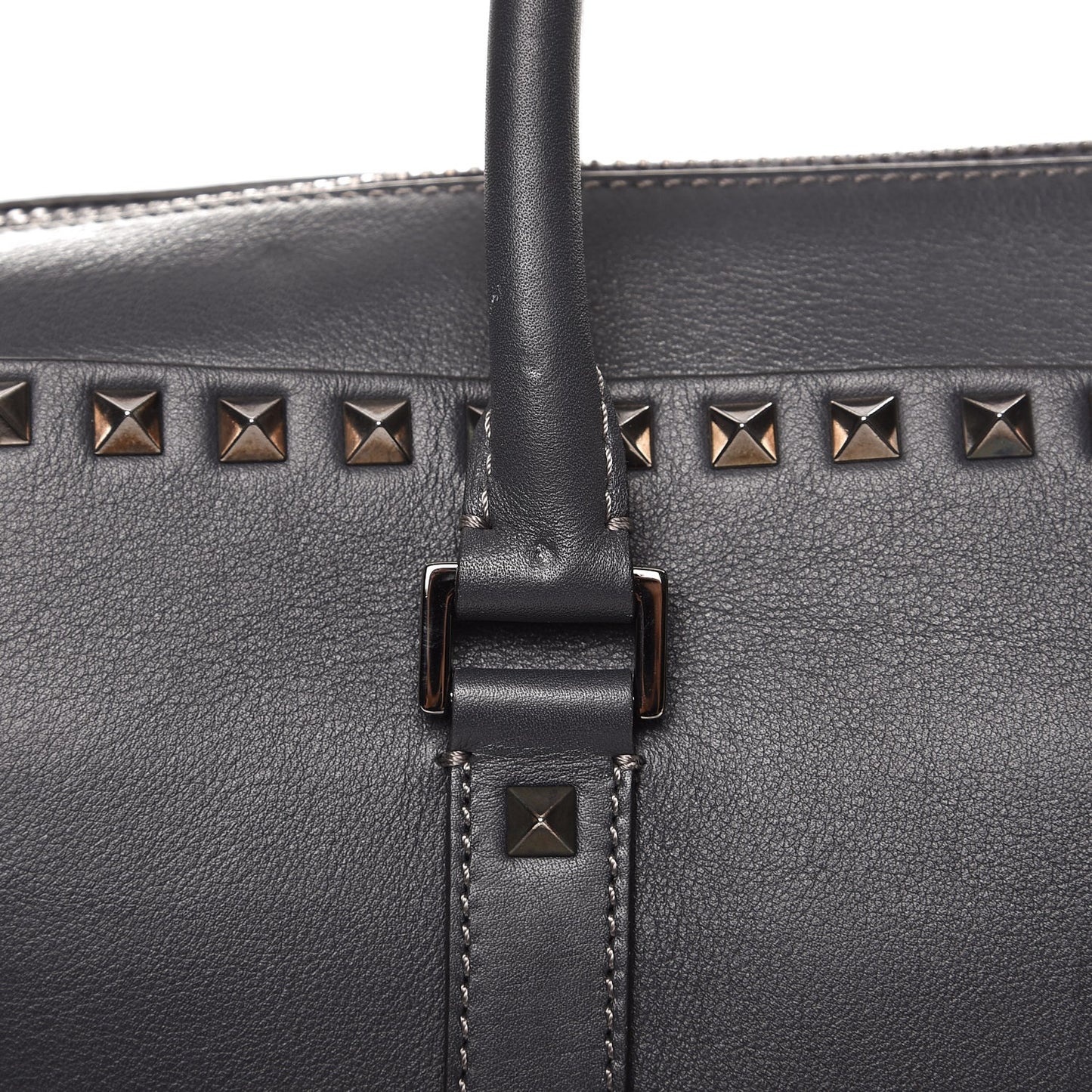 Mens Calfskin Rockstud Briefcase Grey