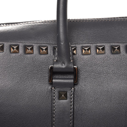 Valentino Garavani Mens Calfskin Rockstud Briefcase Grey 10 of 12