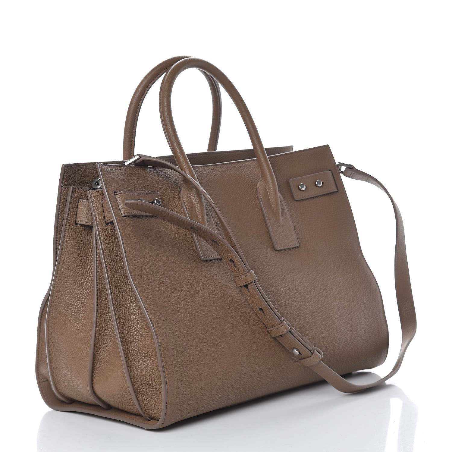Saint Laurent Grained Calfskin Medium Souple Sac De Jour Taupe 4 of 15